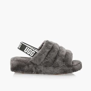 UGG Gray Fluff Yeah Slide Sandals with Logo Slingback size 7
